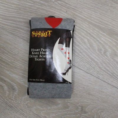 Spirit Halloween Heart Print Knee High Detail Acrylic Tights One Size Fits Most